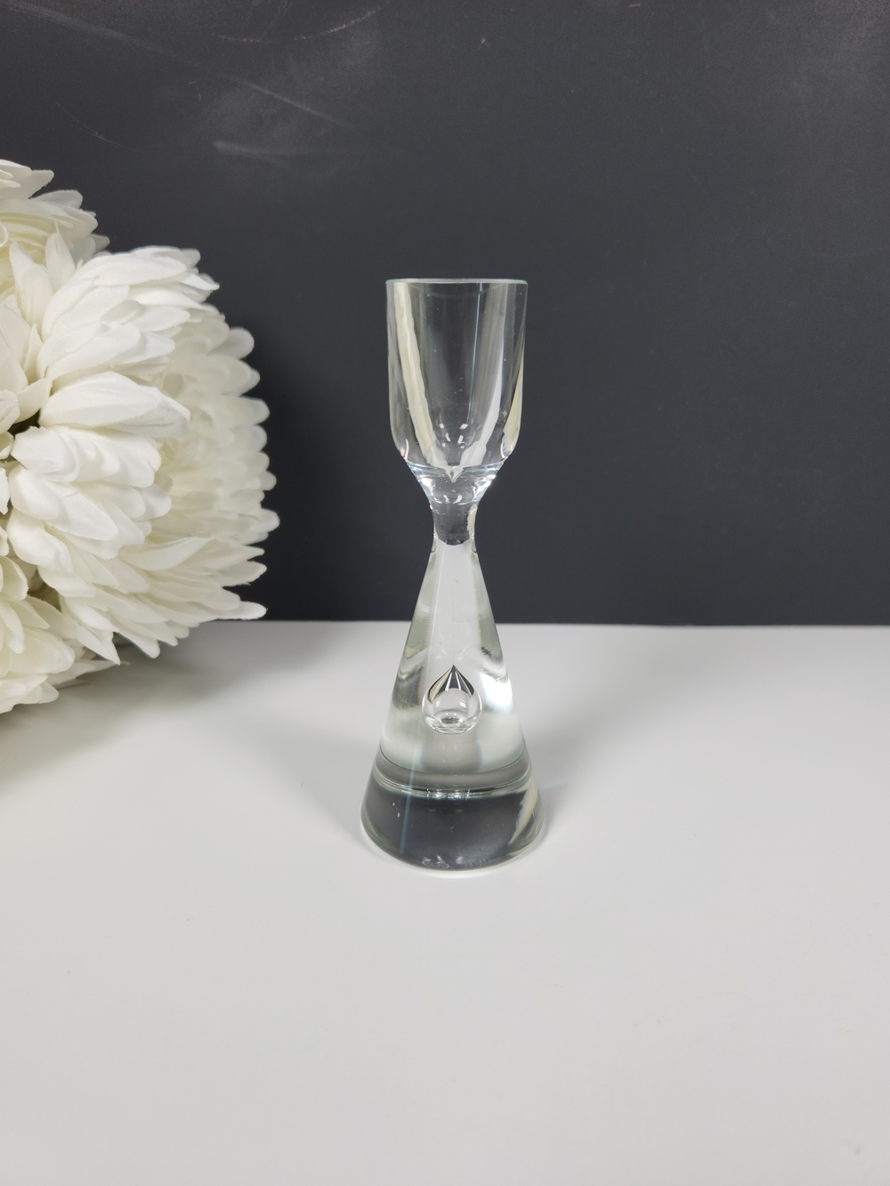 Holmegaard Princess Blown Glass Candlestick Holder | Air Bubble Stem | Denmark